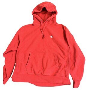 Champion Reverse Weave Red Pullover Hoodie X-Large Embroidered Logo